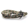 Détail du bracelet nautique en paracorde vert armée avec fermoir ancre en métal argent - Vert Militaire et Orange