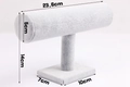 Detailed dimensions of a grey velvet T-bar display stand for bracelets and watches - Ice Grey Velvet