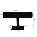 Detailed view of black velvet T-bar jewelry stand with 23.5cm length dimensions - Black Velvet