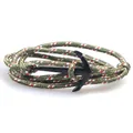 Army green and orange woven nautical anchor bracelet for men and women - Green/Red/White