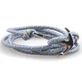 Bracelet ancre nautique multicouche avec cordon gris-bleu et fermoir en métal argenté - Gris et Bleu