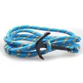 Blue and orange braided nautical rope bracelet with a black matte anchor clasp - Blue/Orange/White