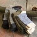 Thick wool blend mid-calf socks for men featuring herringbone patterns in four colors - One Size / Wave