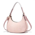 Borsa a mezzaluna rosa con trama a serpente e cerniera dorata per uno stile elegante - Rosa