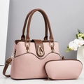 Pink and brown two-tone women's crossbody bag with gold hardware and a small pouch - Pink