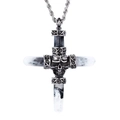 Collier croix gothique vintage avec crâne et texture de pierre marbrée noire et blanche - Pendentif Uniquement