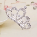 Elegant silver crown hair comb with sparkling rhinestones for girls' princess hairstyle - White Style 12