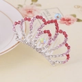 Silver hair comb crown with gradient pink rhinestones for girls' dance parties - Pink Style 7