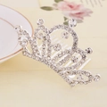 Elegant silver crown hair comb with sparkling rhinestones for girls and princess hair styling - White Style 11