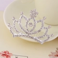 Silver crown hair comb with sparkling rhinestones and floral detail for girls - White Style 10