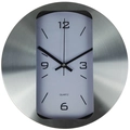 Orologio da parete moderno da 12 pollici in acciaio inossidabile con quadrante rettangolare - Stile Metallo Argento Spazzolato (2032) / 12 Pollici (30 cm di Diametro)