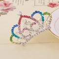 Colorful rhinestone crown hair comb accessory for girls with sparkling multicolor gems - Multicolor Style 2