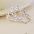 Silver crown hair comb for girls featuring sparkling rhinestones in a princess style - White Style 4