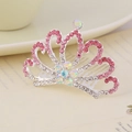 Silver crown hair comb with pink rhinestones for girls on poetic background - Pink Style 4