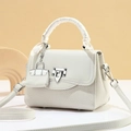 Elegant off-white handbag with scarf handle and silver lock in 45-degree view - Off-white