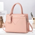 Borsa a mano rosa in pelle martellata con doppi manici e tracolla sottile rimovibile - Rosa