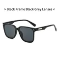Chic square oversized sunglasses with black glossy frames and dark grey lenses - Black Frame Black Grey Lens
