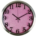 Orologio da parete 12 pollici in acciaio inox con quadrante glitter rosa e cornice argento - 12 Pollici (30cm) / Cornice Argento Quadrante Rosa Glitter