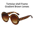 Lunettes de soleil ovales en écaille avec verres dégradés marron et rivets en métal - Monture Léopard Verres Dégradés Thé