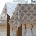 Linen tablecloth with gray tree pattern and delicate lace edges for dining tables - 40*60cm / White Background Tree