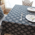 Linen tablecloth with white tree pattern and lace edges for home dining table decor - 40*60cm / Black Background Tree