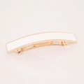 Clip de pelo metálico dorado con incrustación rectangular de esmalte blanco - Blanco