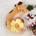 Orange giraffe plush toy number figurine with yellow flower detail for early education - Number 6-Giraffe