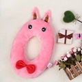 Plush pink O-shaped pillow with rabbit ears and red bowtie for baby nursery decor - Pillow 40cm / Number 0-Rabbit