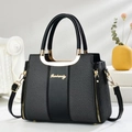Elegante Damen Handtasche in Schwarz und Grau mit goldenen Metalldetails und Griff - Schwarz