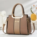 Borsa a mano marrone da donna in pelle intrecciata con manico e tracolla regolabile inclusa - Cachi Scuro