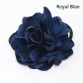 Elegant royal blue fabric camellia flower hair tie with high-elastic band for women - Navy Blue