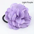 Light purple fabric flower hair scrunchie with layered silk-like petals for women - Light Purple