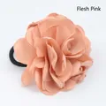 Elegant nude pink fabric rose flower hair tie with durable elastic band for women - Nude Pink