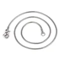 Close-up of silver snake bone chain necklace with detailed lobster clasp and round weave - 0.9mm / Hard Snake Chain/Pressed Head / 40CM