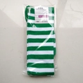 Japanese style over-knee high socks with green and white horizontal stripes in cotton - One Size / Green and White Thin Stripes