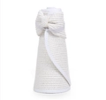 Foldable white woven straw sun hat with decorative bow detail and fabric piping - Pure White