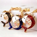 Golden koi fish keychains with colorful enamel and opal stones in blue red and black - Random Color