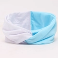 Elastisches blau-weißes Knotenstirnband aus atmungsaktivem Schnelltrockengewebe - Weiß-Blau Patchwork