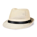 Cappello Fedora estivo da uomo in paglia traspirante con nastro decorativo nero - Bianco Sporco