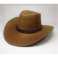 Brauner Cowboyhut aus Wildlederimitat mit geflochtenem Band und seitlichen Belüftungslöchern - M / Khaki