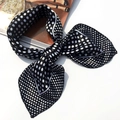 Polka dot silk square scarf in black and white with geometric拼接 patterns for women - 5006 B/W Polka Dot Block