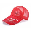 Rode mesh truckerpet voor zonbescherming buiten met wit borduursel en het getal 55-logo - Verstelbaar / Rood