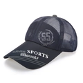 Dark blue breathable mesh baseball cap with white sports mounts logo print - Adjustable / Navy Blue