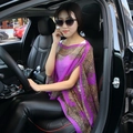 Purple paisley chiffon sun protection shawl with button closure and luxury scarf pattern - Purple