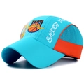 Kids quick-dry sky blue basketball cap with orange mesh panels and team embroidery - Adjustable for Kids / Lake Blue