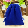 Dark blue velvet drawstring pouch for jewelry storage with premium soft texture - Blue; 5*7cm