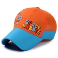 Cappellino da bambino ad asciugatura rapida blu e arancione con stampa Space Robots - Tesa Blu Cielo con Arancione