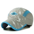 Kids quick-dry baseball cap in grey and blue with airplane pattern and embroidery - Adjustable (51-54cm) / Gray