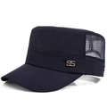 Navy blue breathable mesh military cap with silver number 95 badge detail for men - Adjustable / Blue
