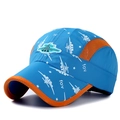Quick-dry sky blue kids baseball cap with orange mesh and airplane embroidery - Adjustable (51-54cm) / Sky Blue